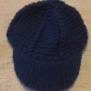 blue knit hat